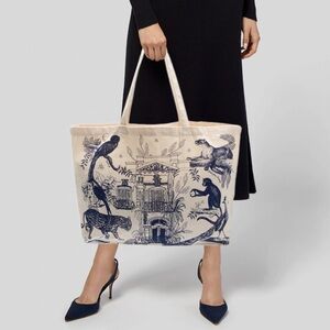 NWOT Sézane X Maia Bunge Paraiso Jungle Print Cotton Canvas Tote Bag